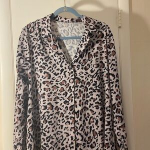 Leopard Print Button-Up Blouse